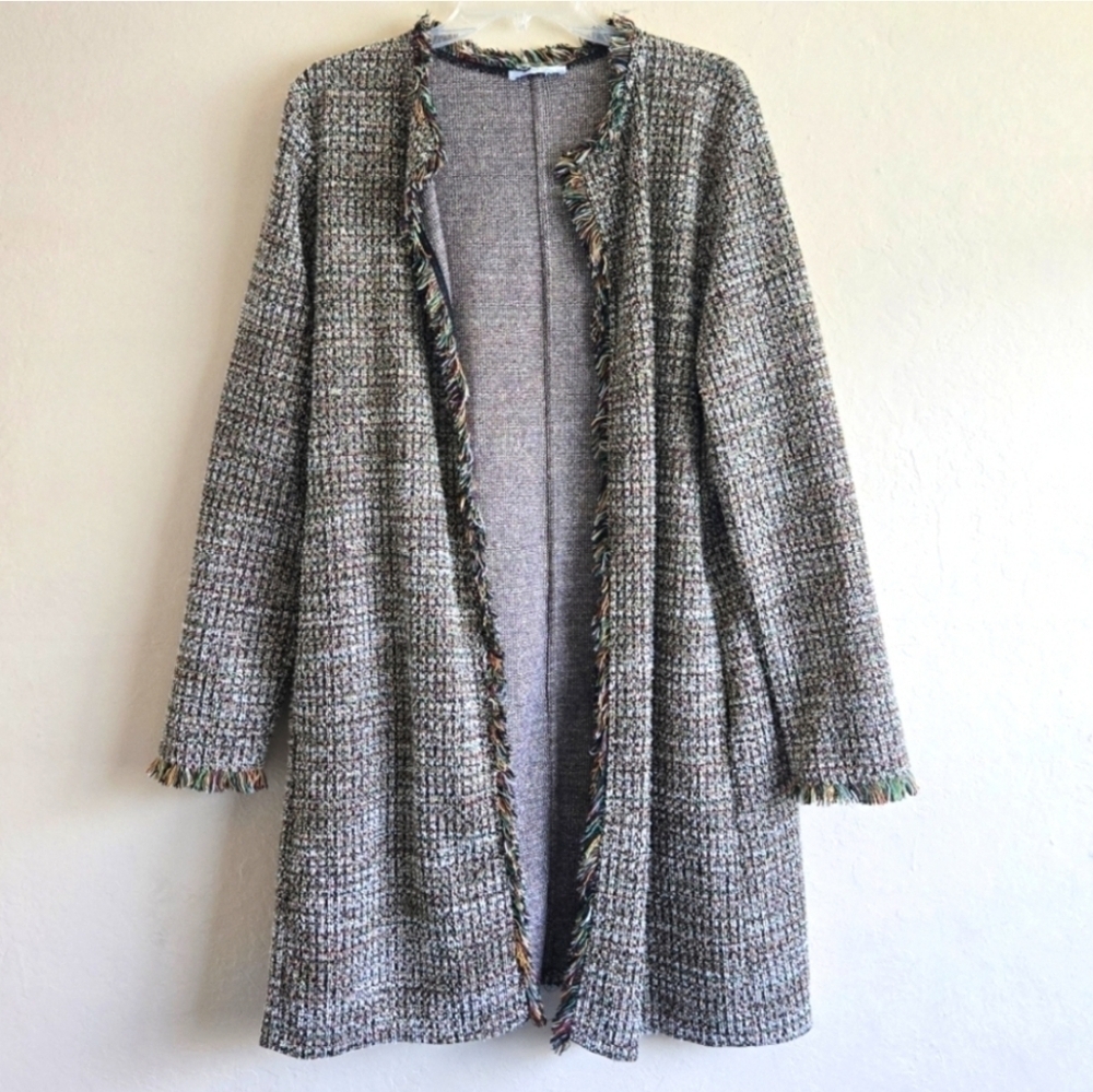 Complete Zara Outfit Oversized Shirt Dress M And Tweed Cardigan Size Large - Picture 2 of 9
